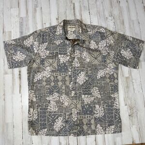 Cooke‎ Street Honolulu Mens  L Hawaiian Shirt Aloha Tropical Leaf Pattern